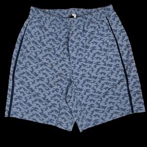 Lululemon Pace Breaker Athletic Shorts Mens L  Blue Camo Lined Athleisure Sports